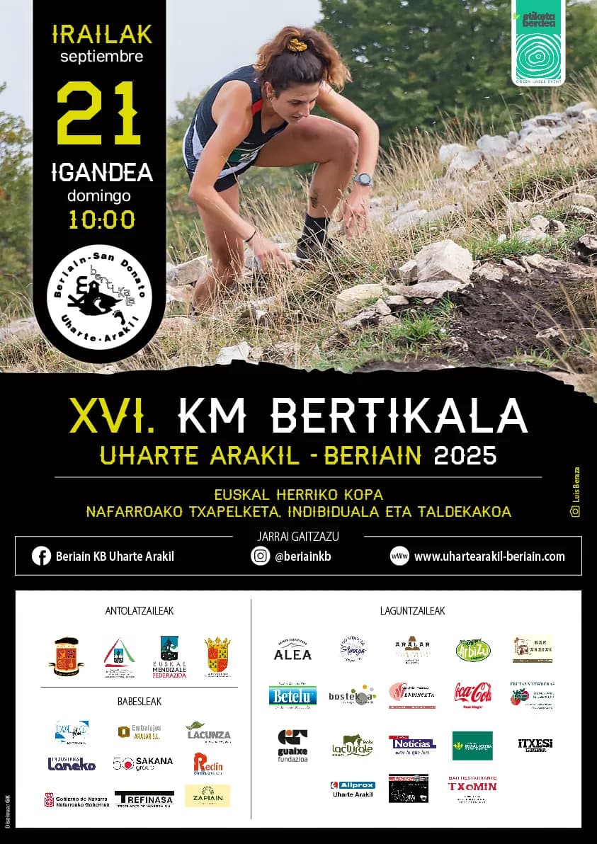 Cartel Uharte Arakil - Beriain Km Bertikala