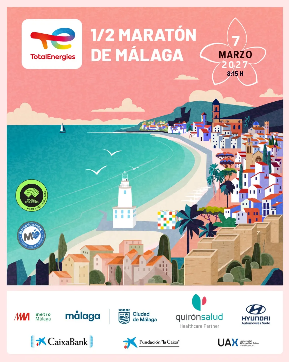 Cartel XXXVI TotalEnergies Media Maratón Ciudad de Málaga
