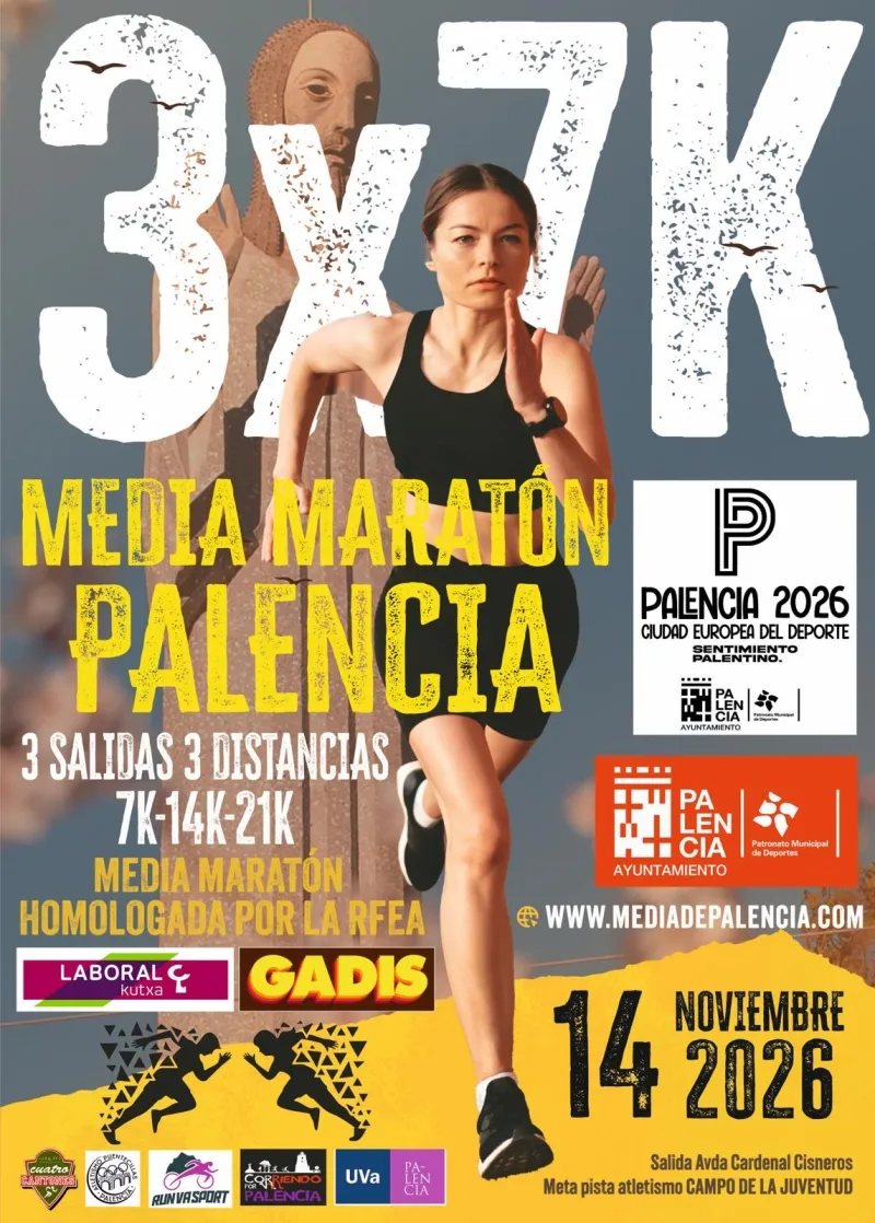 Cartel 3X7K Media Maratón de Palencia
